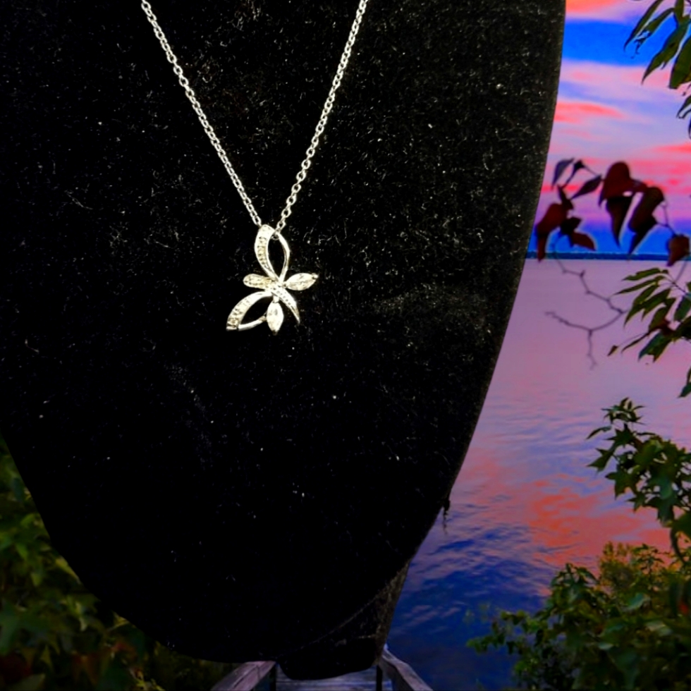 925 Sterling Silver Cubic Zirconia Butterfly Pendant